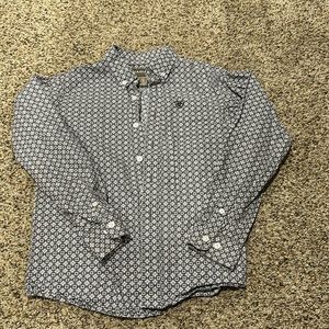 Ariat boys dress shirt size 8 GUC grey in color with white and black details